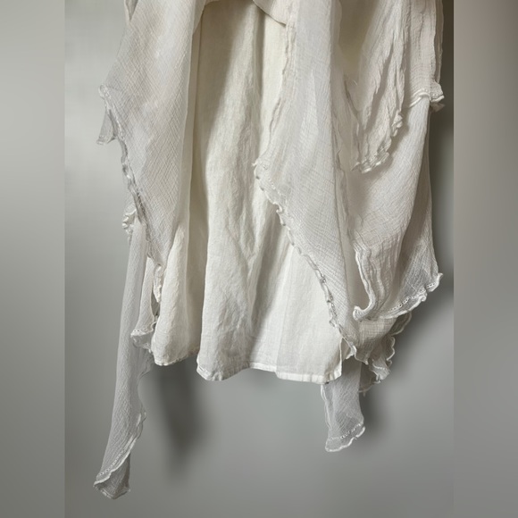 Zara Women’s Cream Sleeveless Ruffle Floral Embroidered Dress Size Medium - Picture 8 of 13